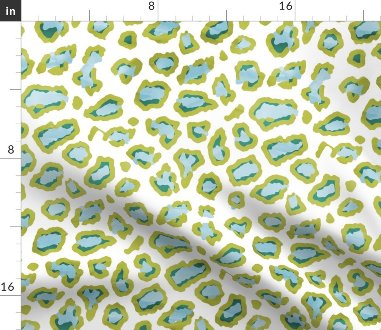 Leopard Blue Green Watercolor Animal Skin Abstract Painterly Custom Printed Fabric by Spoonflower Various Fabrics by the Yard or Fat Quarter